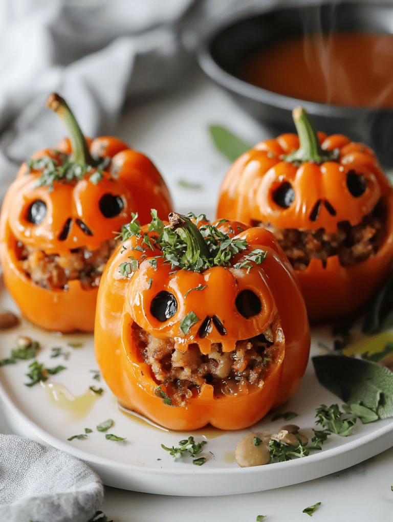 Spooky Good: Halloween Stuffed Bell Pepper Jack-o’-Lanterns