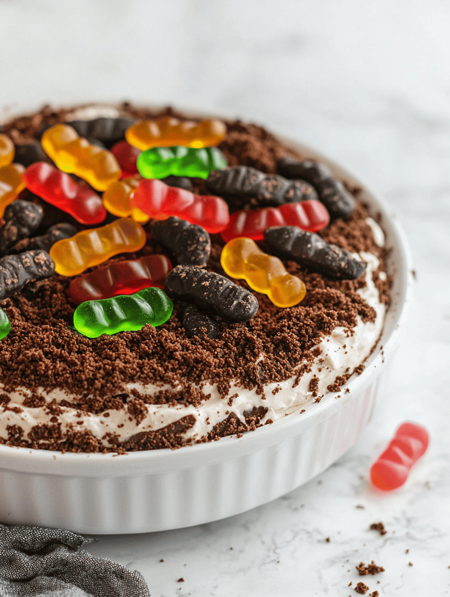 Spooky Glee: Halloween Dirt Cake with Gummy Worms